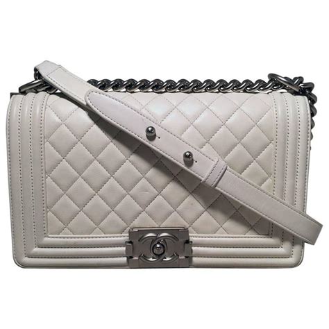 chanel white le boy bag